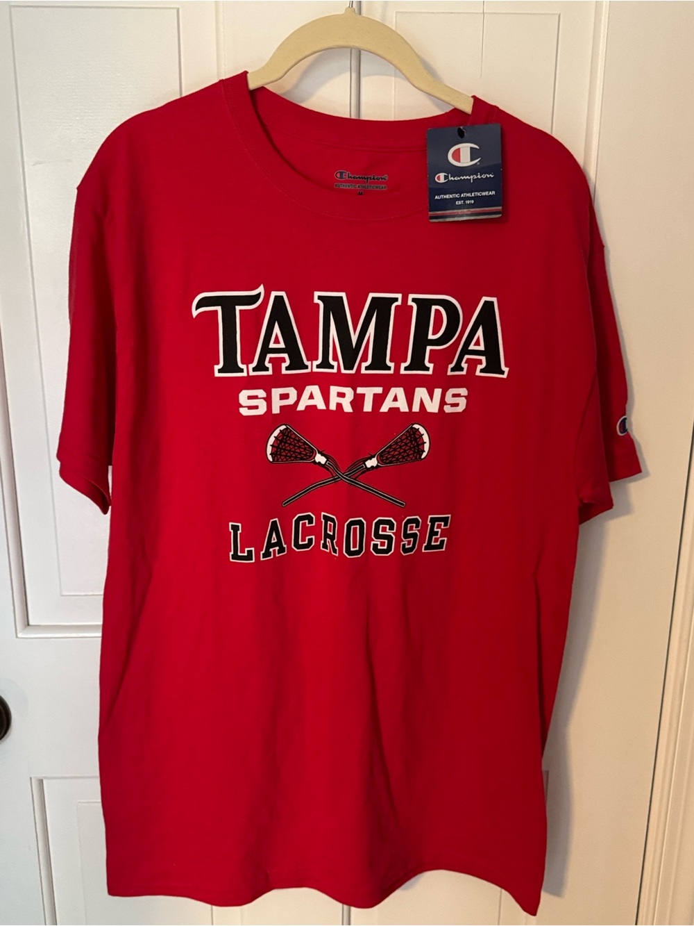 NWT Men's Champion Red Crewneck Logo T‑Shirt Sz M